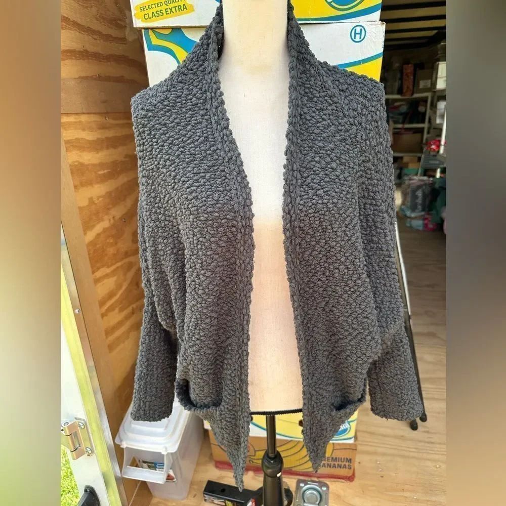 Umgee Gray Shawl Collar Cardigan Sweater